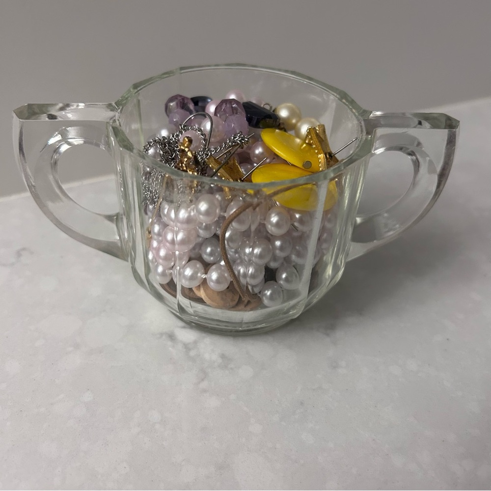 Mini Mystery Jewelry Jar in a Vintage Glass Sugar Bowl